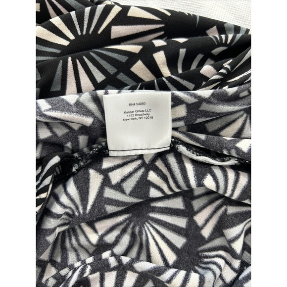 Anne Klein Size Small Black Gray‎ Faux Wrap Dress Geometric Body Con Career - Picture 7 of 11